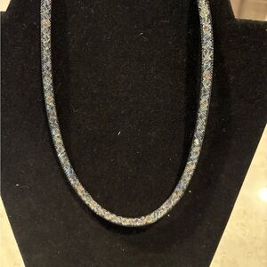 Touchstone crystal black mesh necklace